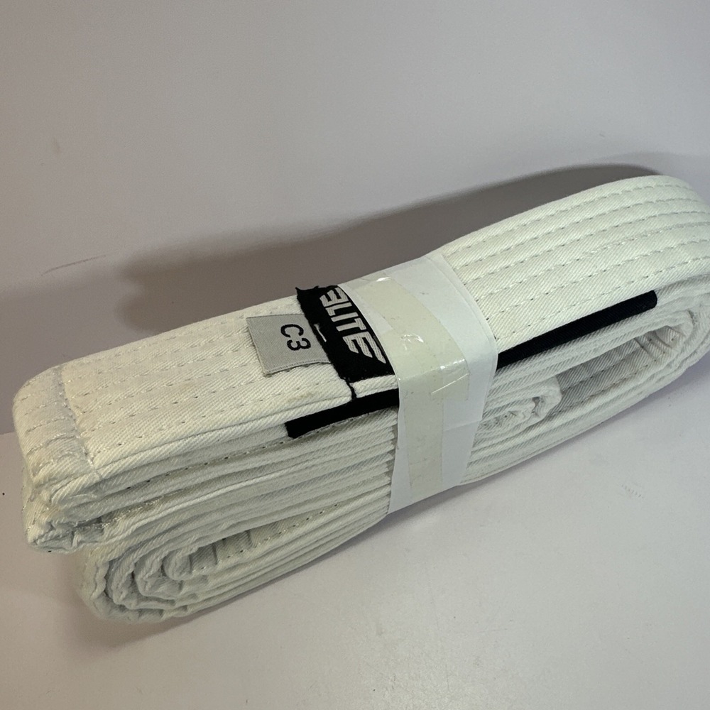 Elite‎ C3 High Quality Cotton Blend White Belt C3✨Karate ✨Jujitsu
